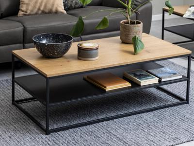 Rechthoekige salontafel GINNA 120 cm zwart/wilde eik