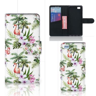 Huawei Ascend P8 Lite | Telefoonhoesje | Met pasjeshouder | Flamingo Palms Huawei Ascend P8 Lite | Telefoonhoesje | Met pasjeshouder | Flamingo Palms