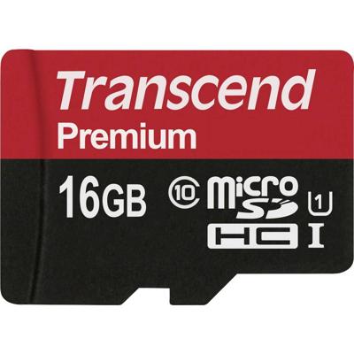 Transcend Premium microSDHC-kaart Retail 16 GB Class 10, UHS-I