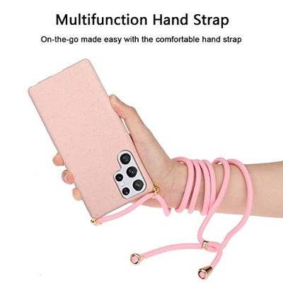 Lunso - Backcover hoes met koord - Samsung Galaxy S22 Ultra - Roze