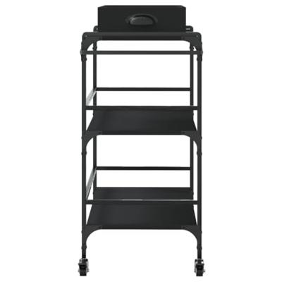 Keukentrolley 81,5x41x92,5 cm bewerkt hout zwart