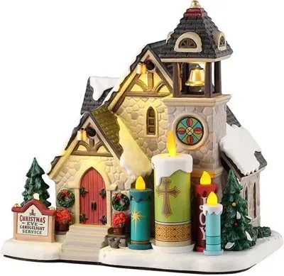 Lemax candlelight church verlicht kersthuisje Caddington Village 2025