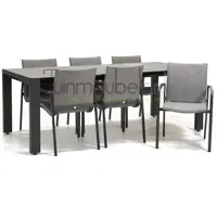 Tuinstoel Anzio Light Antracite 6 stoelen met rialto aluminium tafel 213 x 269 cm - thumbnail
