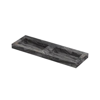 INK Pitch Wastafel keramische slab bak dubbel met drain en front en side skirts zonder kraangaten 140x45x9 Venice brown glossy