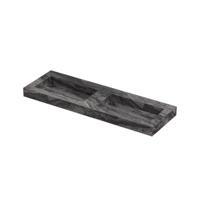 INK Pitch Wastafel keramische slab bak dubbel met drain en front en side skirts zonder kraangaten 140x45x9 Venice brown glossy - thumbnail
