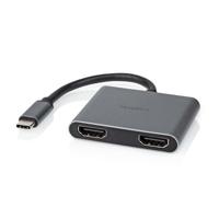 USB Multi-Port Adapter | USB 3.2 Gen 1 | USB-C Male | 2x HDMI | 0.10 m | Rond | Vernikkeld | PVC | Zwart | Envelop - thumbnail