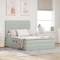 Opbergbed met LED met matras Lichtgrijs 140 x 200 cm Fluweel - thumbnail