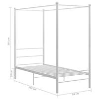 Hemelbedframe metaal wit 90x200 cm - thumbnail