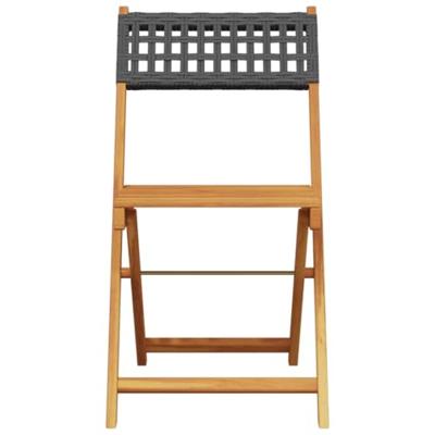 3-delige Bistroset poly rattan en massief hout zwart