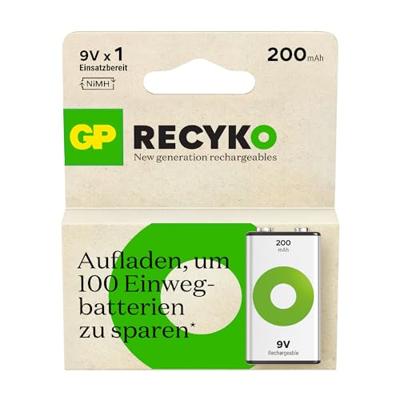 GP Oplaadbare 9V batterij (blok) ReCyko NiMH 8.4 V 200 mAh 1 stuk(s) GP Oplaadbare 9V batterij (blok) ReCyko NiMH 8.4 V 200 mAh 1 stuk(s)