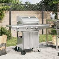 VidaXL Gasbarbecue met 4 branders roestvrij staal zilverkleurig - thumbnail