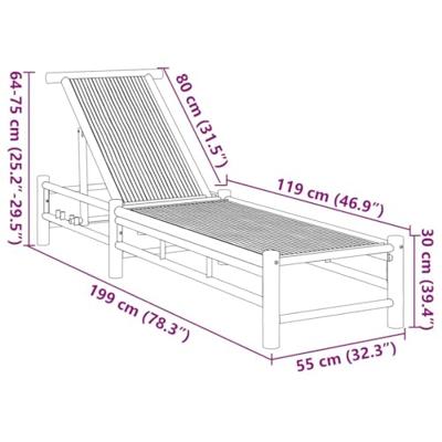 Ligbed 55x199x30 cm bamboe - thumbnail