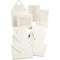 Creativ Company Passepartout kaarten, afmeting kaart 10,5x15 + 12,5x12,5 cm, inhoud kan variëren , off-white, 50 set/ 1 doos - thumbnail