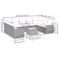 10-delige Loungeset met kussens poly rattan beige - thumbnail