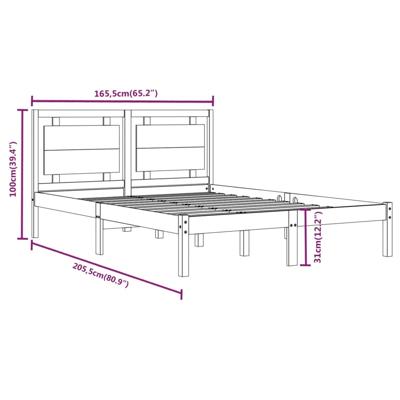 Bedframe extra lang zonder matras massief hout wit 160x210 cm