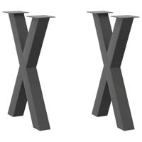 Eettafelpoten 2 st X-vormig 60x(72-73) cm staal antraciet - thumbnail