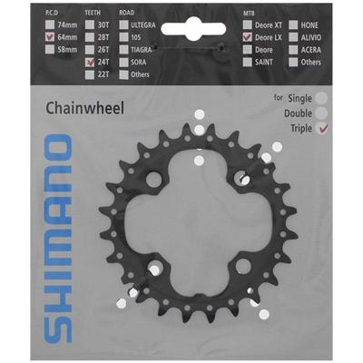 SHIMANO kettingblad "slx" chain ring shim. slx 24t.ae 4-arm,64mm sil.