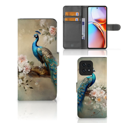 Telefoonhoesje | Met pasjeshouder | voor Motorola Edge 40 Pro Vintage Pauwen