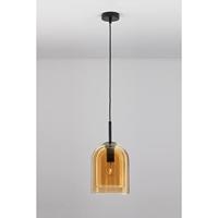 Lyora HanglampVelor enkel zwart met amber glas - 9236730 - thumbnail