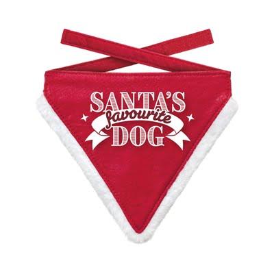 PLENTY GIFTS KERST BANDANA SANTA'S FAVOURITE DOG ROOD