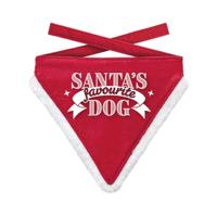 PLENTY GIFTS KERST BANDANA SANTA'S FAVOURITE DOG ROOD - thumbnail