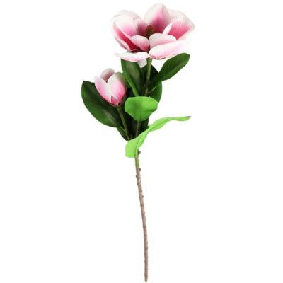 Countryfield kunstbloem magnolia 2 bloemen roze/wit 100 cm | 12 stuks
