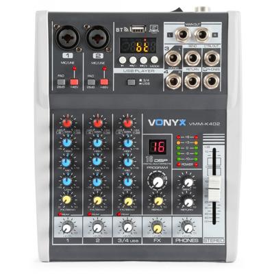 Vonyx VMM-K402 4-kanaals mixer met USB-interface