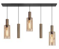 Highlight Hanglamp Perugia 3+2 lichts L 120 cm zwart amber - thumbnail