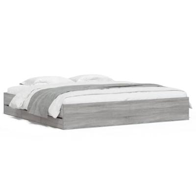 Bedframe met lades bewerkt hout grijs sonoma eiken 200x200 cm
