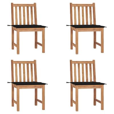 Tuinstoelen 4 st met kussens massief teakhout