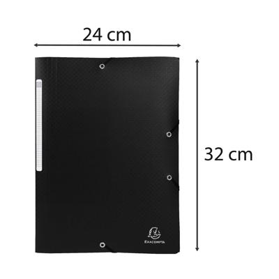 Exacompta elastomap A4, uit PP, 3 kleppen en elastiek zwart