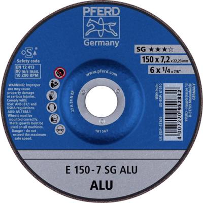 PFERD TOOLS 62215717 E 150-7 SG ALU Afbraamschijf gebogen Diameter 150 mm Boordiameter 22.23 mm Aluminium, Non-ferrometaal 10 stuk(s)