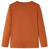 Kindershirt met lange mouwen berenprint 104 oranjebruin - thumbnail