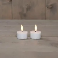 Theelicht led 3d vlam op batterij met timer 2 stuks d4h5 cm wit Anna's Collection - Annas collection - thumbnail