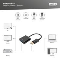 Digitus AK-340403-001-S DisplayPort / VGA Adapter [1x DisplayPort stekker - 1x VGA-bus] Zwart 15.00 cm - thumbnail
