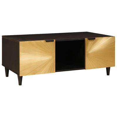 Salontafel Zwart en Goud 100 x 54 x 40 cm massief mangohout