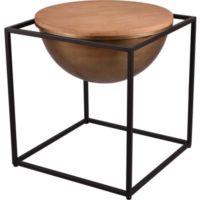 Vierkante Bijzettafel Zwart-Bruin Metaal | Compact & Stijlvol