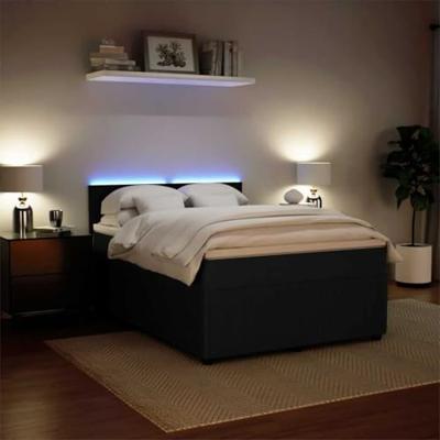 Boxspring met matras fluweel zwart 140x200 cm