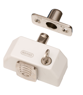 Nemef 2566/4 Opleg-cilindersluiting voor naar buitendraaiend raam | 1 sleutel | kleur: aluminium | in blisterverpakkking. | Afwerking: kunststof F1 Nemef 2566/4 Opleg-cilindersluiting voor naar buitendraaiend raam | 1 sleutel | kleur: aluminium | in blisterverpakkking. | Afwerking: kunststof F1