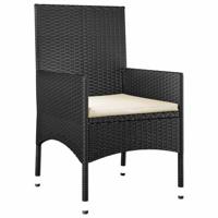 4-delige Loungeset met kussens poly rattan zwart - thumbnail