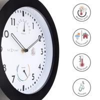 NeXtime NE-4319 Buitenklok Daisy + Thermo- en Hydrometer 25.5 cm Zwart/Wit - thumbnail