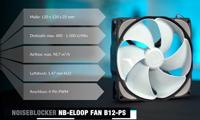 NoiseBlocker NB-eLoop ITR-B12-PS PC-ventilator Wit, Zwart (b x h x d) 120 x 120 x 25 mm - thumbnail