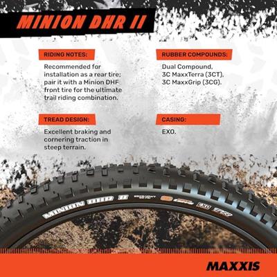 Maxxis minion dhr ii 29x2.40 wt dd tr 3c maxxterra 2x120 folding tyre