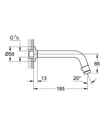 Grohe Universal fonteinkraan wand met L uitloop 18 cm Chroom Grohe Universal fonteinkraan wand met L uitloop 18 cm Chroom