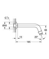Grohe Universal fonteinkraan wand met L uitloop 18 cm Chroom - thumbnail