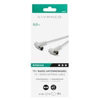 Vivanco Antenne Aansluitkabel [1x Antennestekker 75 Ω - 1x Antennebus 75 Ω] 5.00 m 90 dB Wit - thumbnail