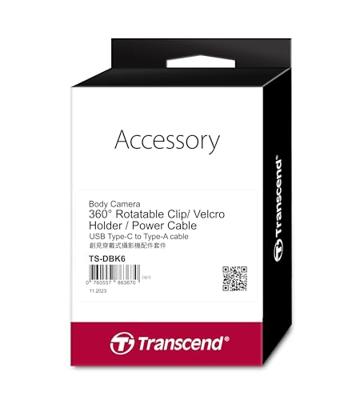 Transcend ts-dbk6 body camera accessory kit for dpb10c, usb type-c, 1m, 360° rotate