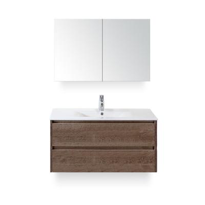 Dante Badmeubelset 100 cm - Tabacco - Keramische Wastafel Wit Enjoy - met Spiegelkast