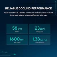ASUS Prime MR120 Fan ARGB Reverse White 3in1 Computer behuizing Ventilator 12 cm Wit 3 stuk(s) - thumbnail