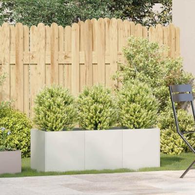 VidaXL Plantenbak 120x40x40 cm koudgewalst staal wit